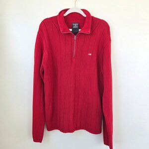 Vintage Polo Jeans Co Ralph Lauren Red 1/4 Zip Knit Sweater Men's Large
